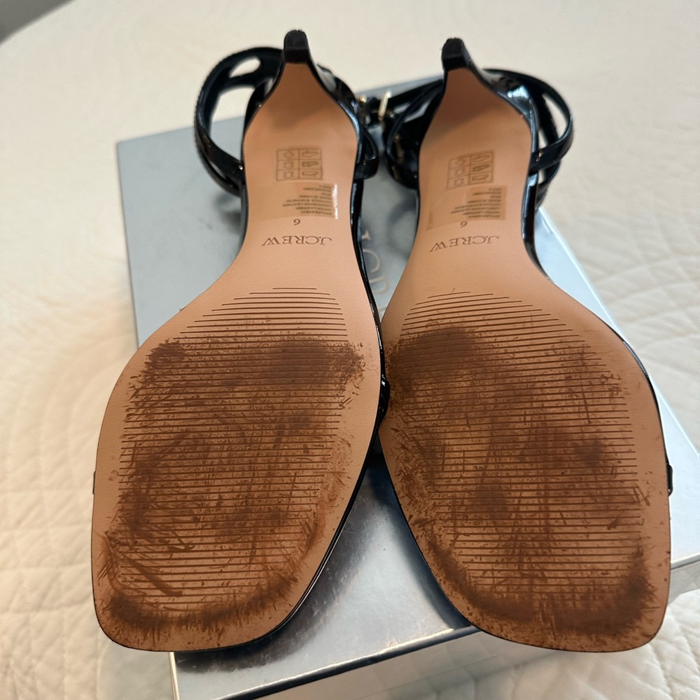J. Crew Black Patent Square-Toe Ankle-Strap Sandals - Picture 3 of 4
